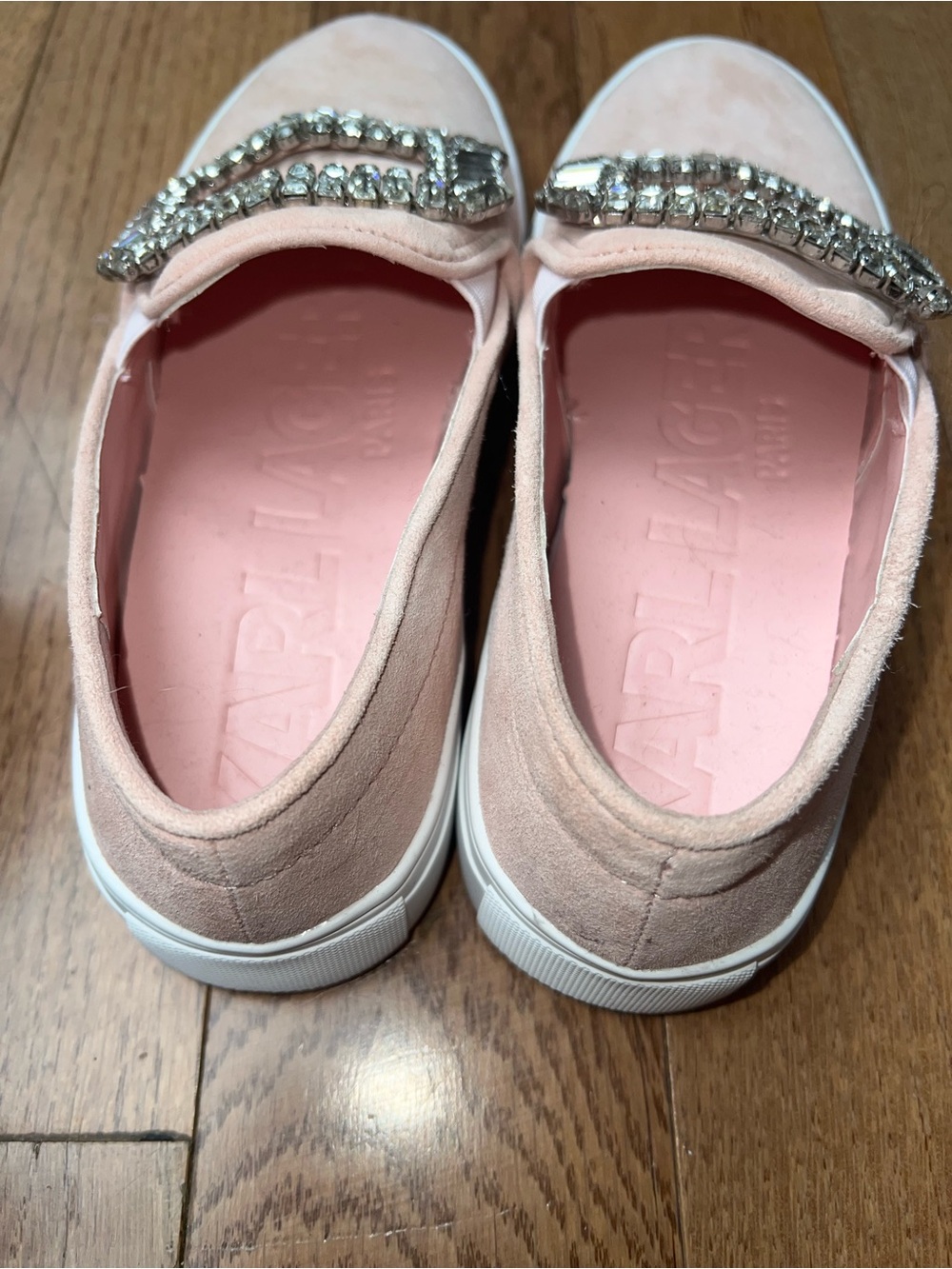 Karl Lagerfeld Women's Pink Loafers jeweled size 5.5 - Picture 4 of 6